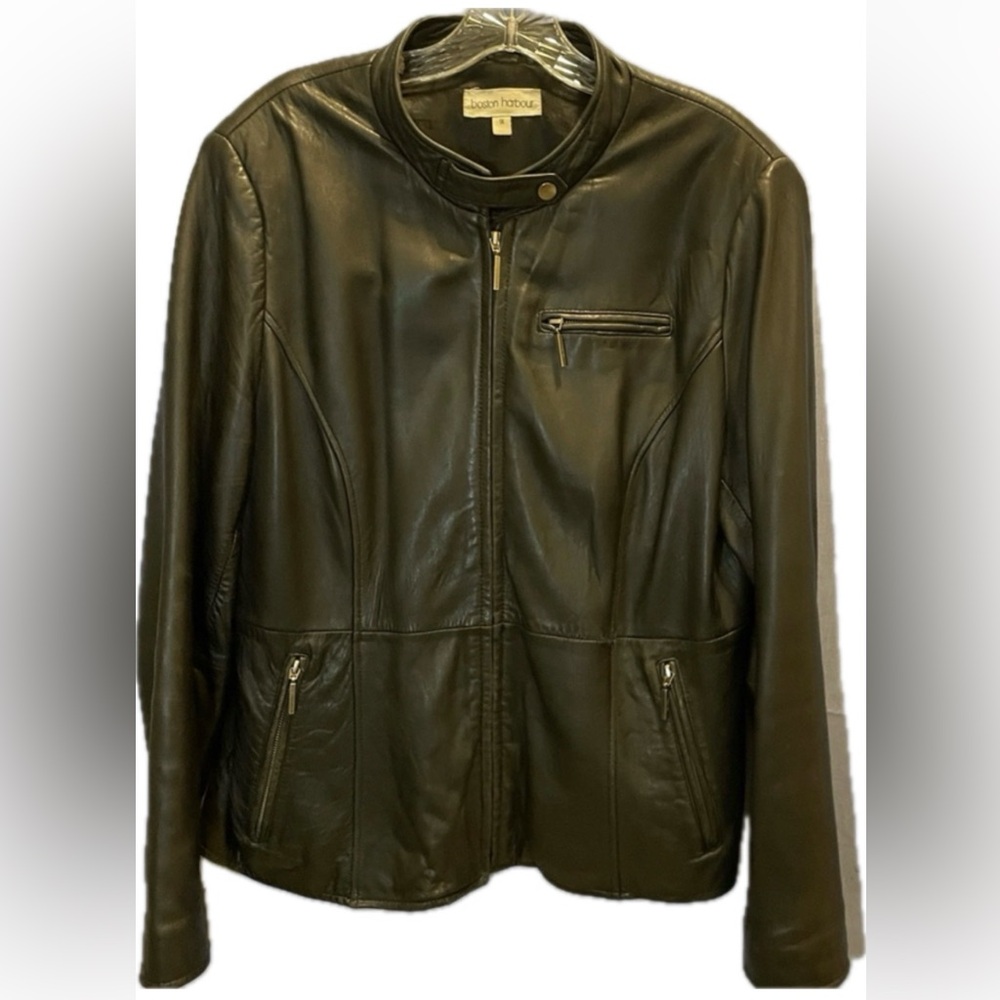 Boston Harbor Plus Size Black Leather Jacket